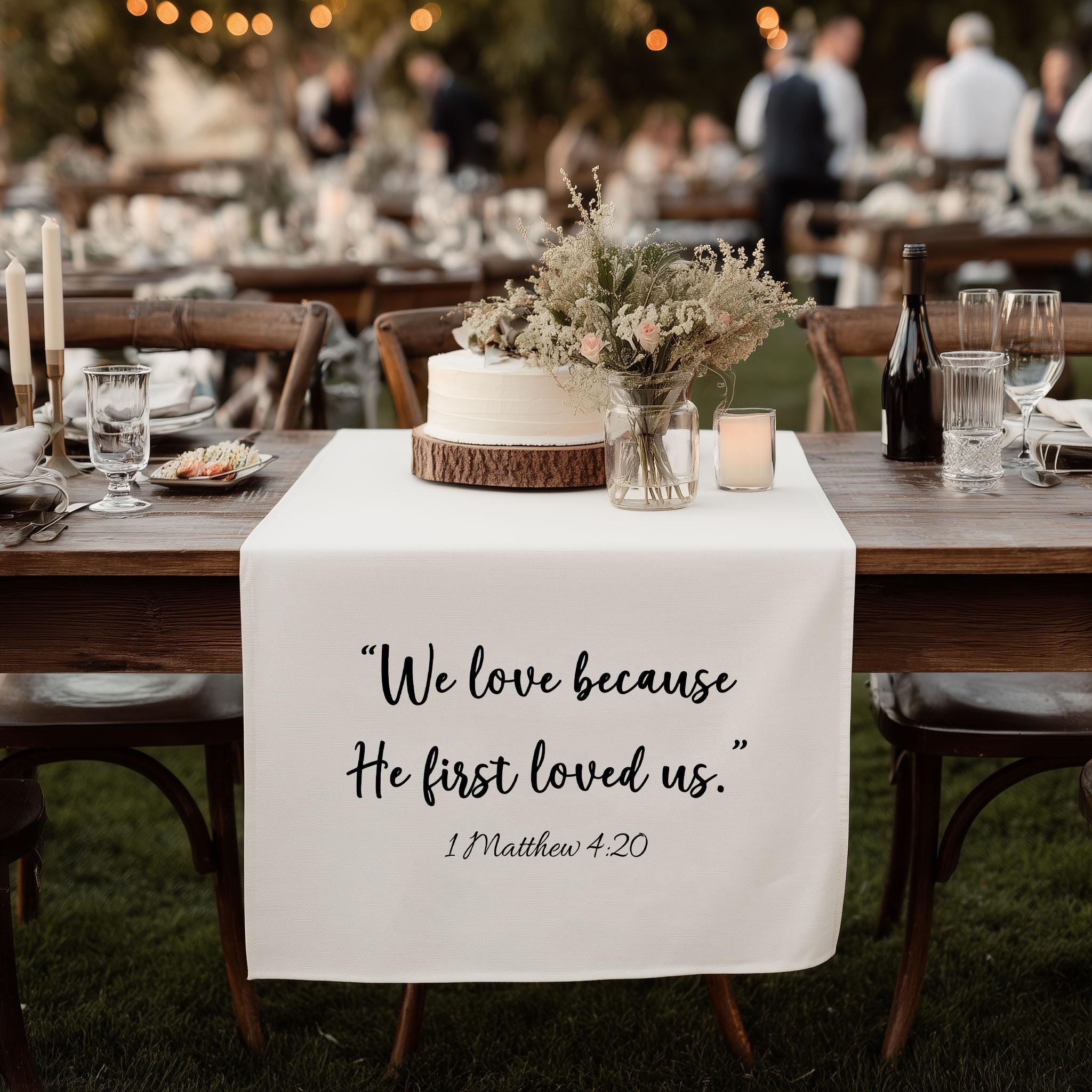 Bible Verse Wedding Table Runner, Christian Wedding Table Decor, Personalized Fabric Banner, Scripture Wedding Sign, Wedding Decoration
