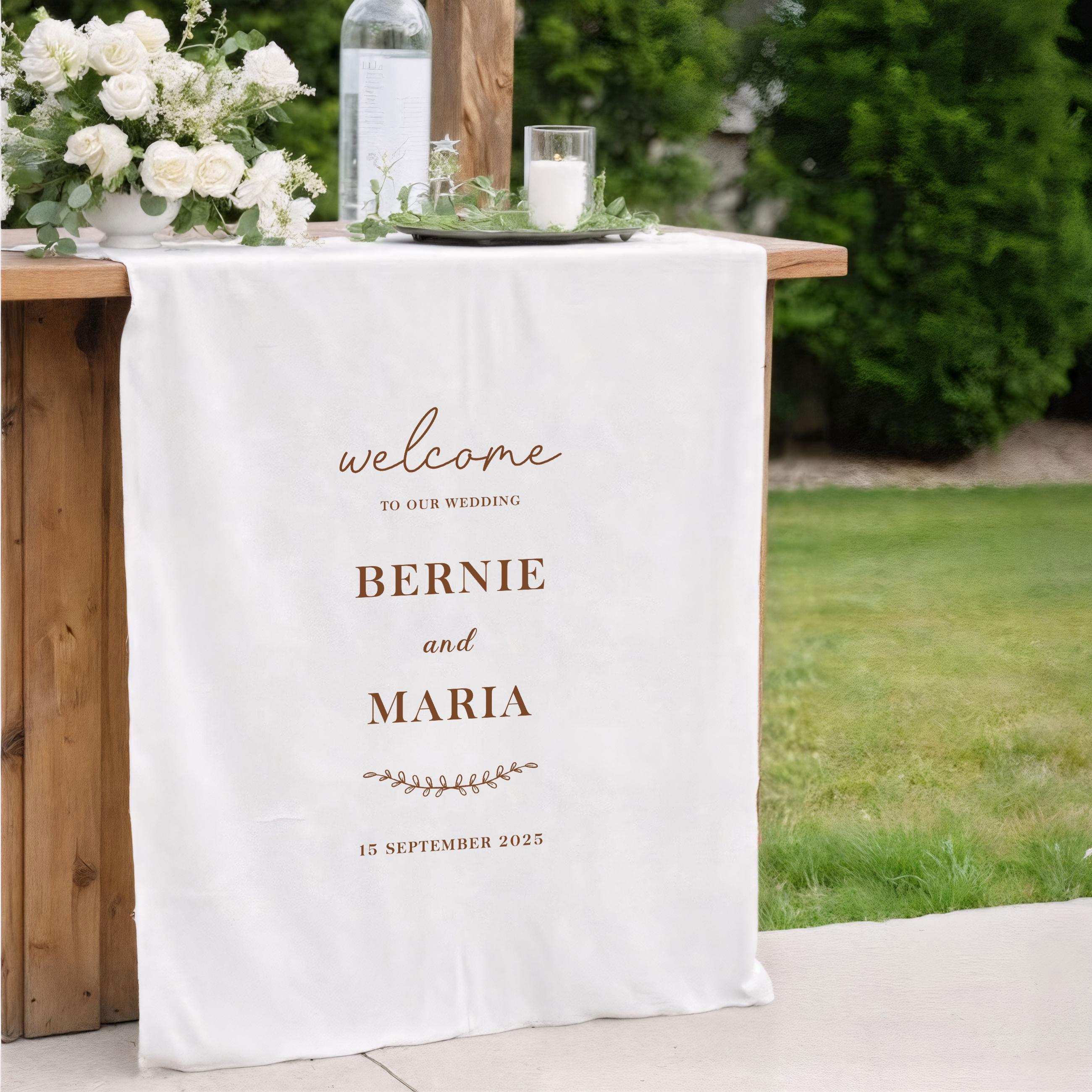 Custom Wedding Table Runner, Personalized Wedding Table Sign, Sweetheart Table Banner, Linen Wedding Decor, Custom Fabric Sign for Reception