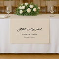 Custom Wedding Table Runner, Personalized Linen Wedding Sign, Sweetheart Table Decor, Just Married Banner, Bridal Table Decoration