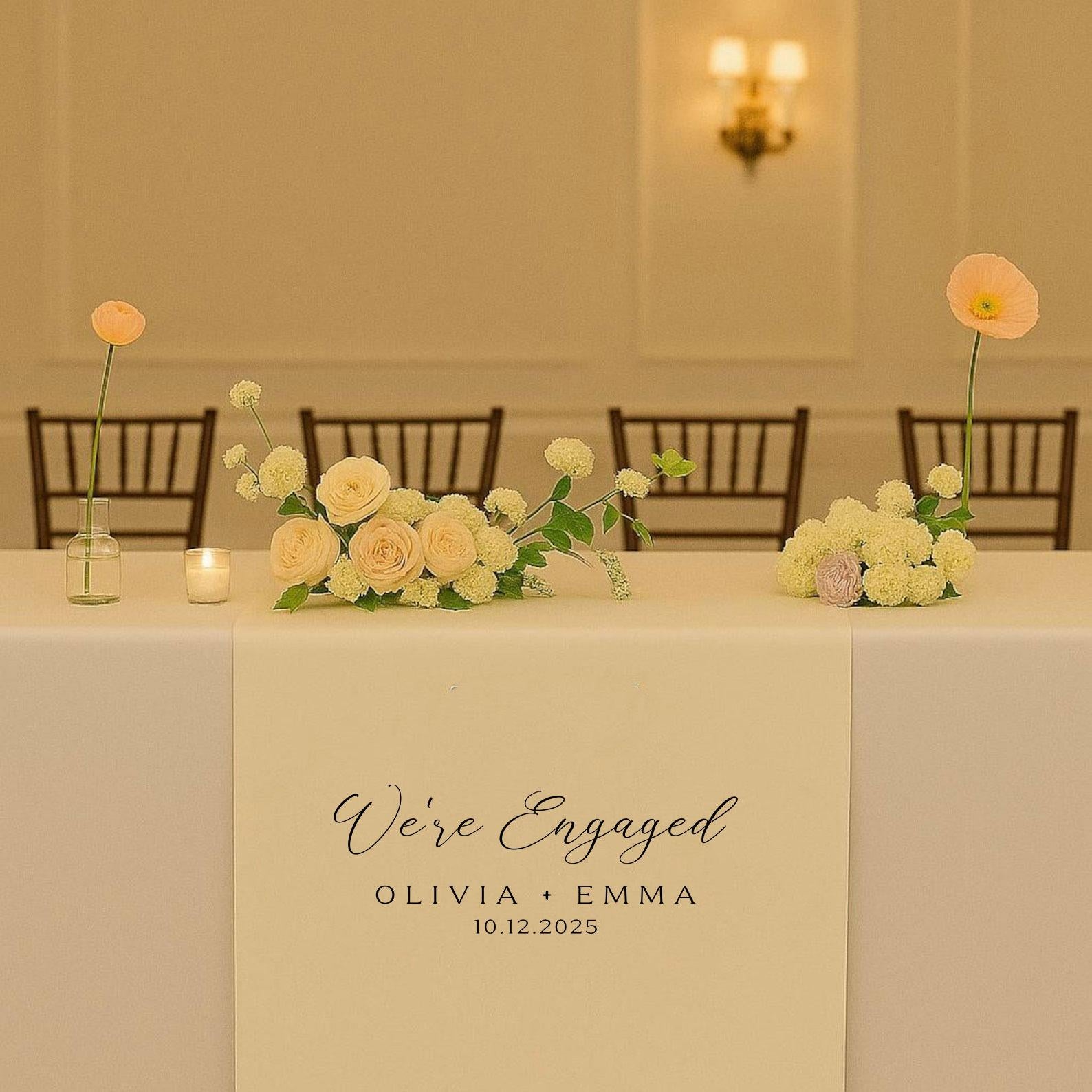 Custom Wedding Table Runner, Engagement Table Decor, Personalized Wedding Banner, Sweetheart Table Decoration,Linen Table Sign for Reception