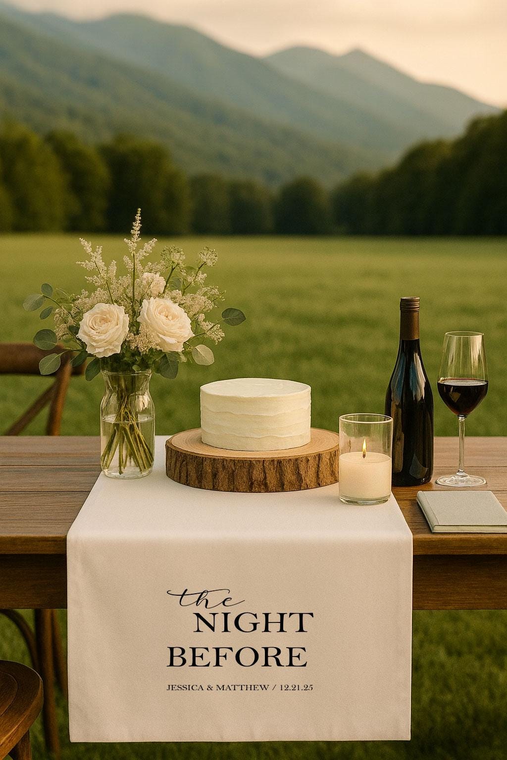 The Night Before Wedding Table Runner, Custom Rehearsal Dinner Decor, Personalized Linen Banner,Engagement Party Decoration,Couple Name Sign