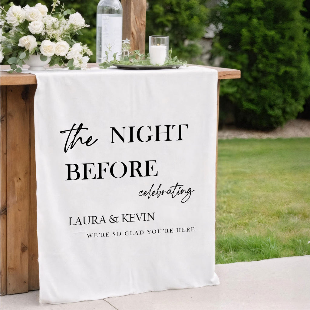 The Night Before Table Runner, Custom Rehearsal Dinner Banner, Personalized Pre Wedding Decor, Linen Wedding Table Decoration, Wedding Sign