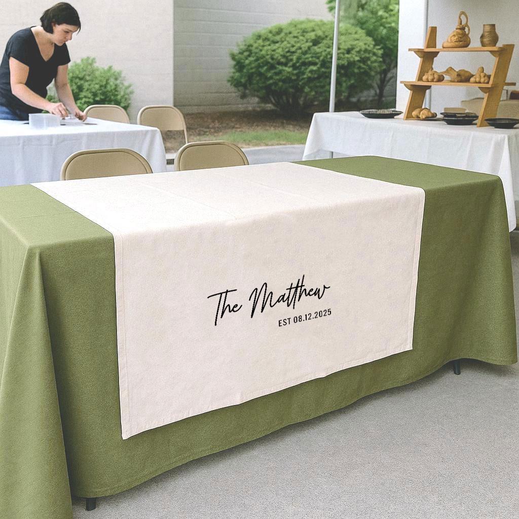 Custom Wedding Cake Table Runner, Personalized Family Name Wedding Decor, Linen Wedding Banner, Sweetheart Table Sign, Anniversary Gift