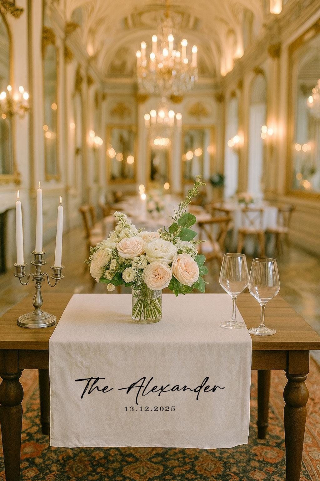 Luxury Wedding Table Decor, Personalized Family Name Table Runner, Custom Linen Wedding Banner, Elegant Reception Decoration, Table Sign