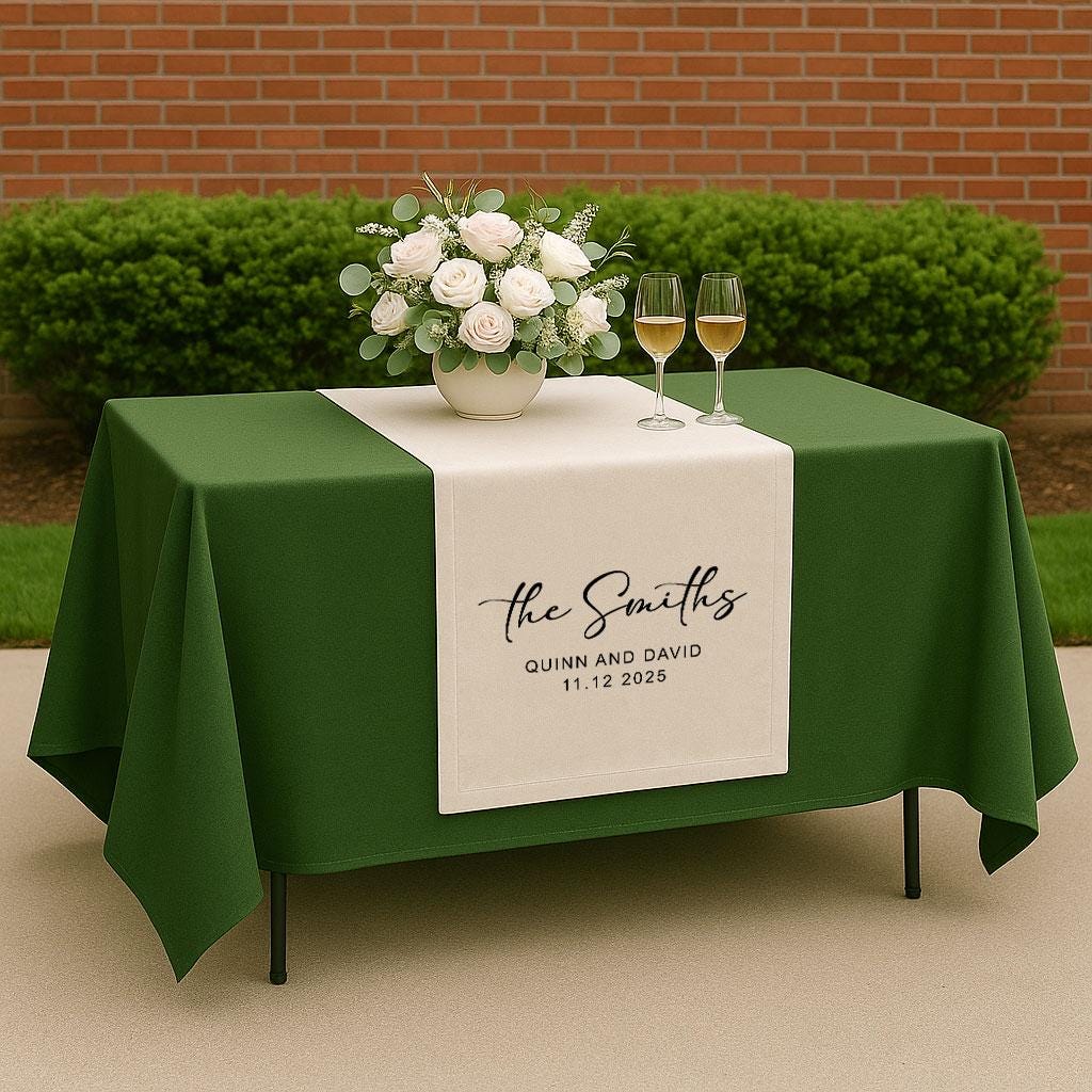 Personalized Wedding Table Runner, Custom Last Name Sign, Linen Table Decor, Sweetheart Table Banner, Wedding Gift for Couple