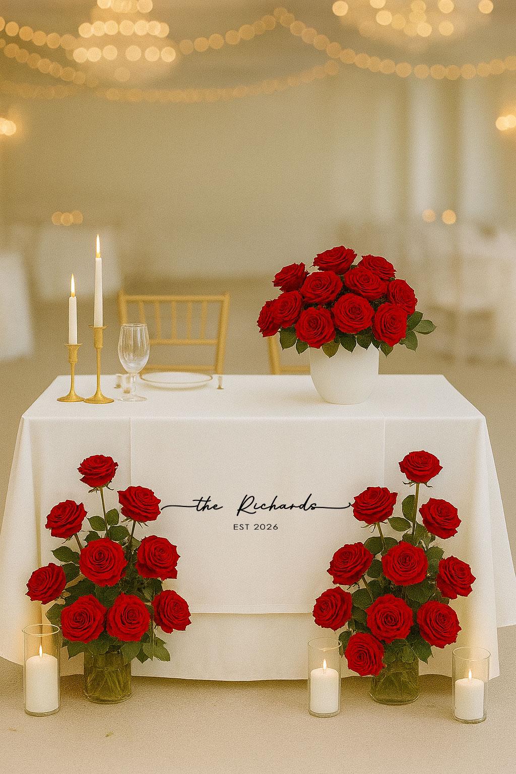 Custom Wedding Table Runner, Personalized Last Name Table Decor, Elegant Wedding Linen Banner, Custom Wedding Sign, Wedding Decor