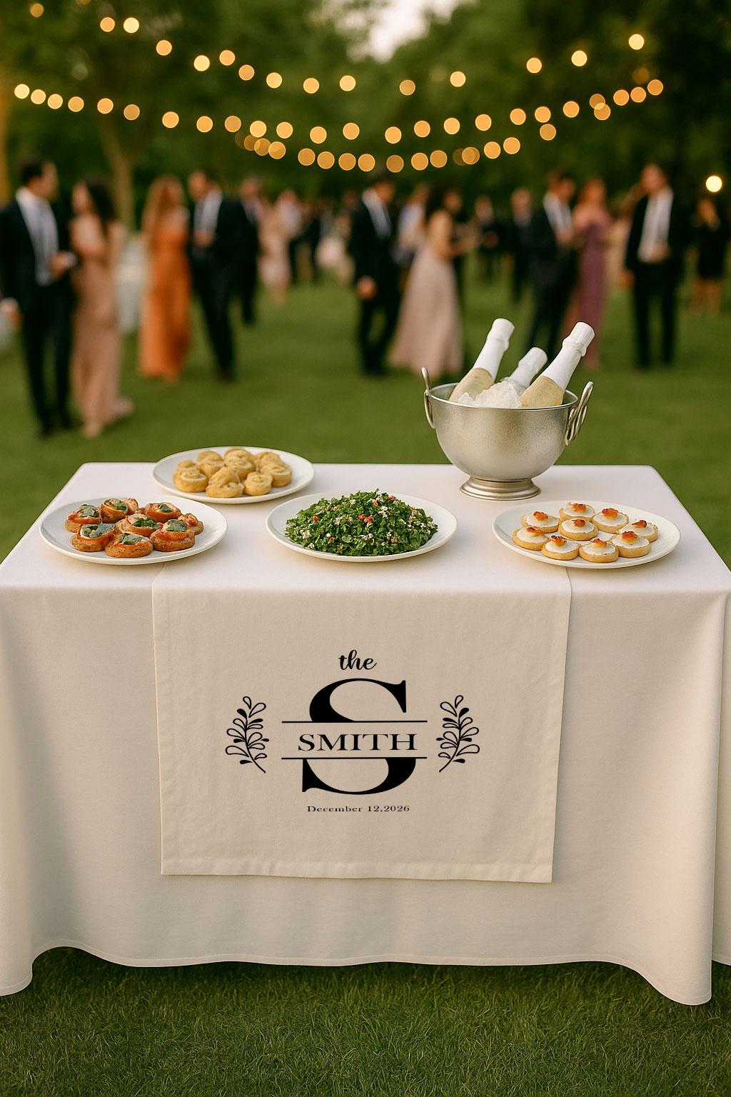 Personalized Wedding Table Runner with Last Name, Custom Linen Table Decor, Elegant Wedding Table Banner, Sweetheart Table Decoration Gift