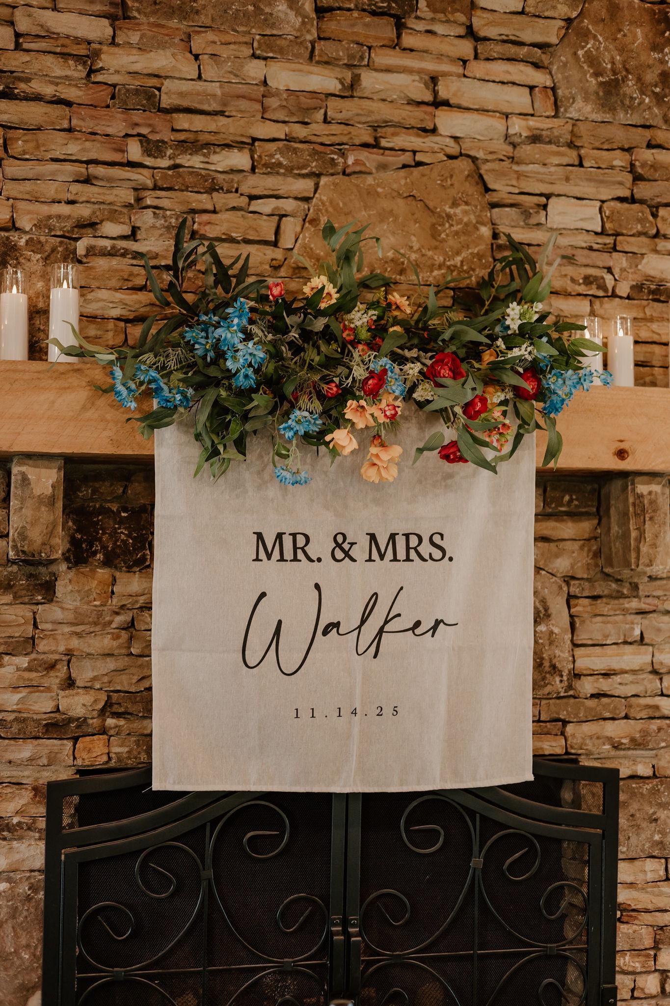 Wedding Table Runner, Personalized Wedding Table Runner, Custom Linen Wedding Banner, Sweetheart Table Decor, Wedding Reception Gift