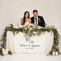 Personalized Wedding Table Runner with Monogram, Custom Linen Sweetheart Table Decor, Elegant Wedding Banner with Names Est Date