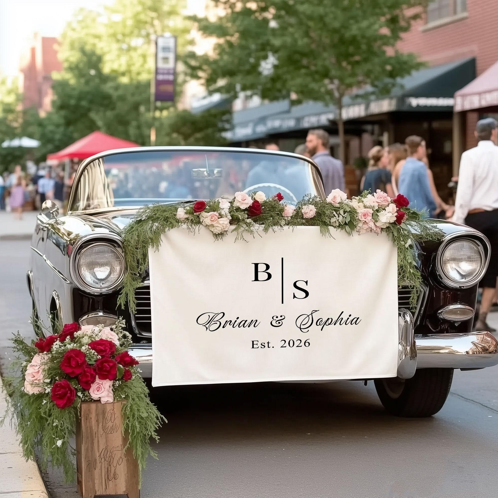 Personalized Wedding Table Runner with Monogram, Custom Linen Sweetheart Table Decor, Elegant Wedding Banner with Names Est Date