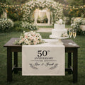 50th Anniversary Table Runner, Personalized Linen Anniversary Banner with Names and Est Year, Golden Wedding Cake Table Decor