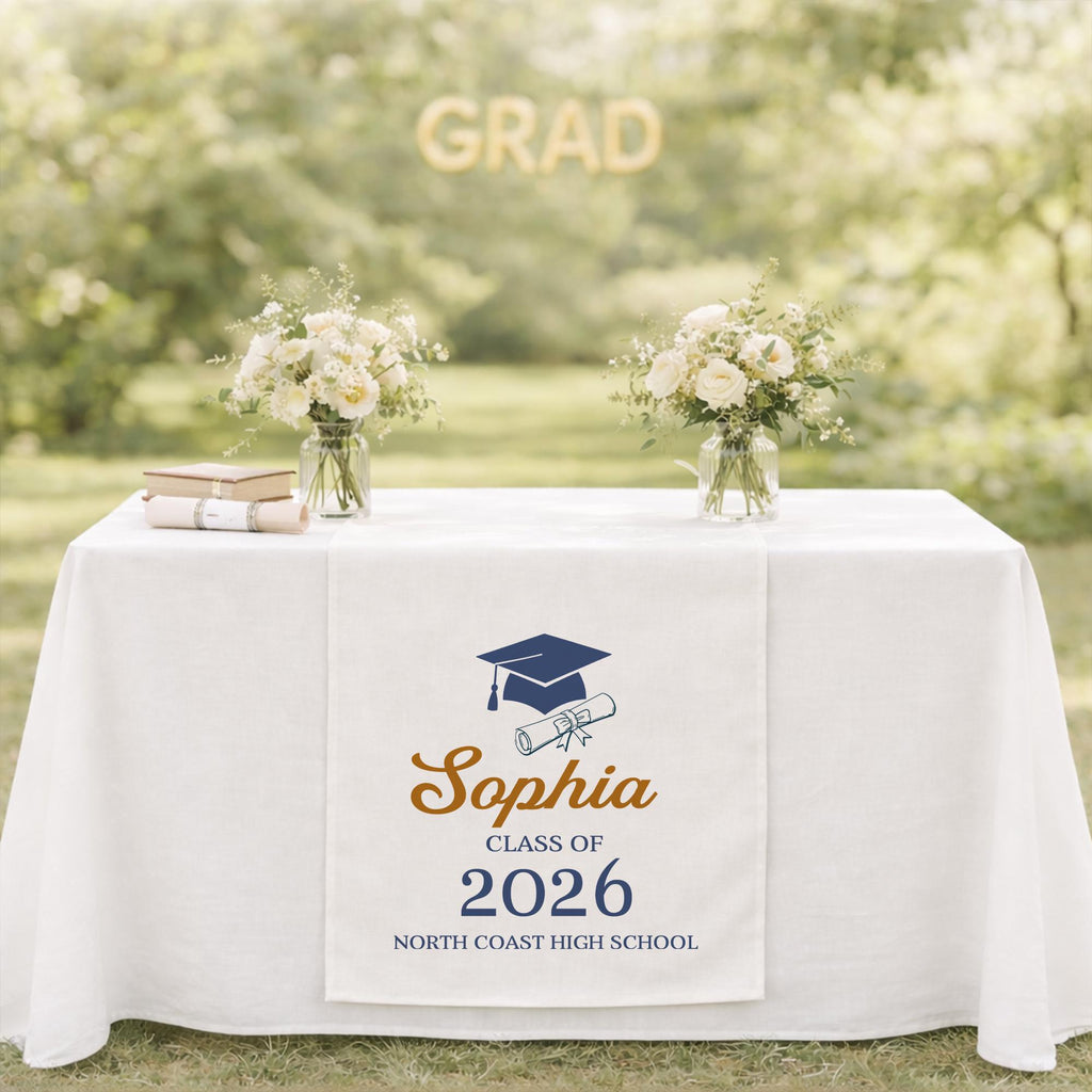 Graduation Table Runner, Personalized Class of 2026, Custom Name Graduation Party Decor, Senior Table Decoration, Graduation Gift Idea