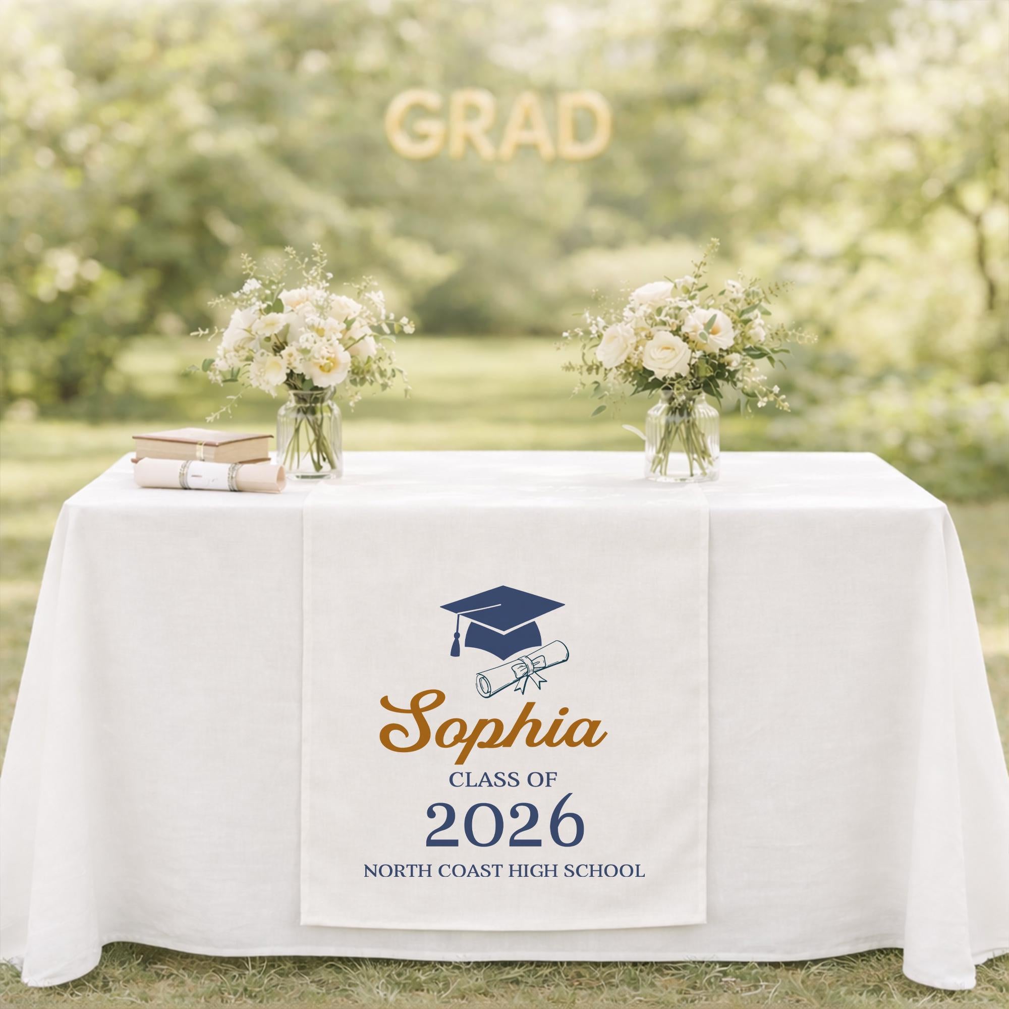 Graduation Table Runner, Personalized Class of 2026, Custom Name Graduation Party Decor, Senior Table Decoration, Graduation Gift Idea