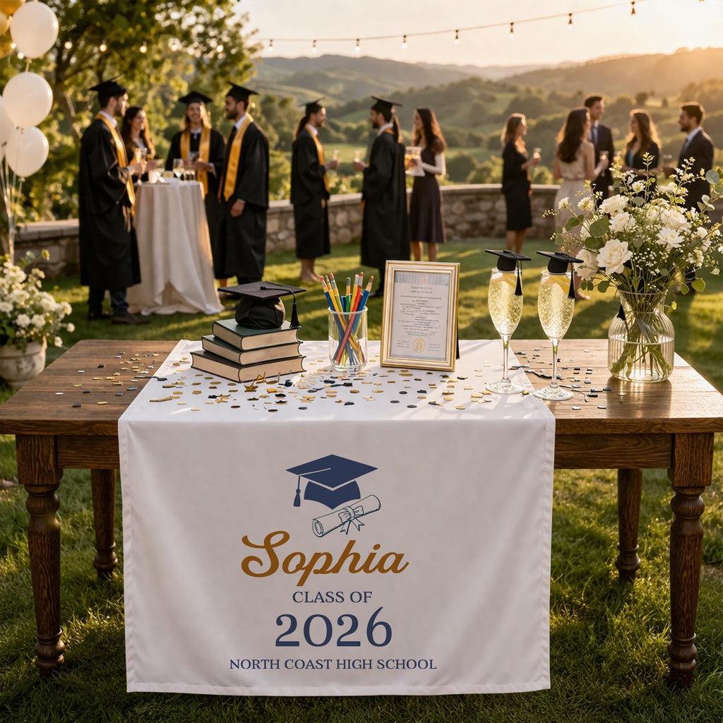 Graduation Table Runner, Personalized Class of 2026, Custom Name Graduation Party Decor, Senior Table Decoration, Graduation Gift Idea