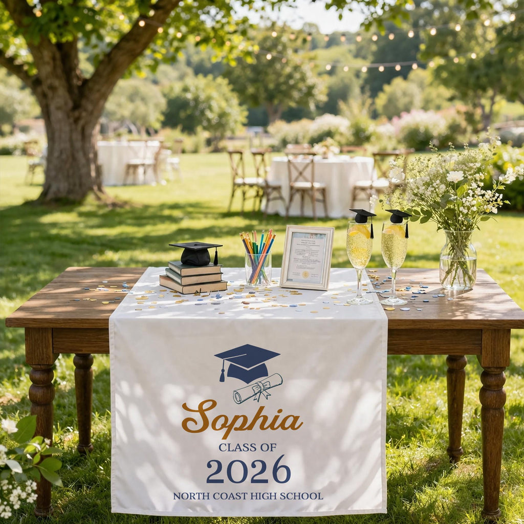 Graduation Table Runner, Personalized Class of 2026, Custom Name Graduation Party Decor, Senior Table Decoration, Graduation Gift Idea