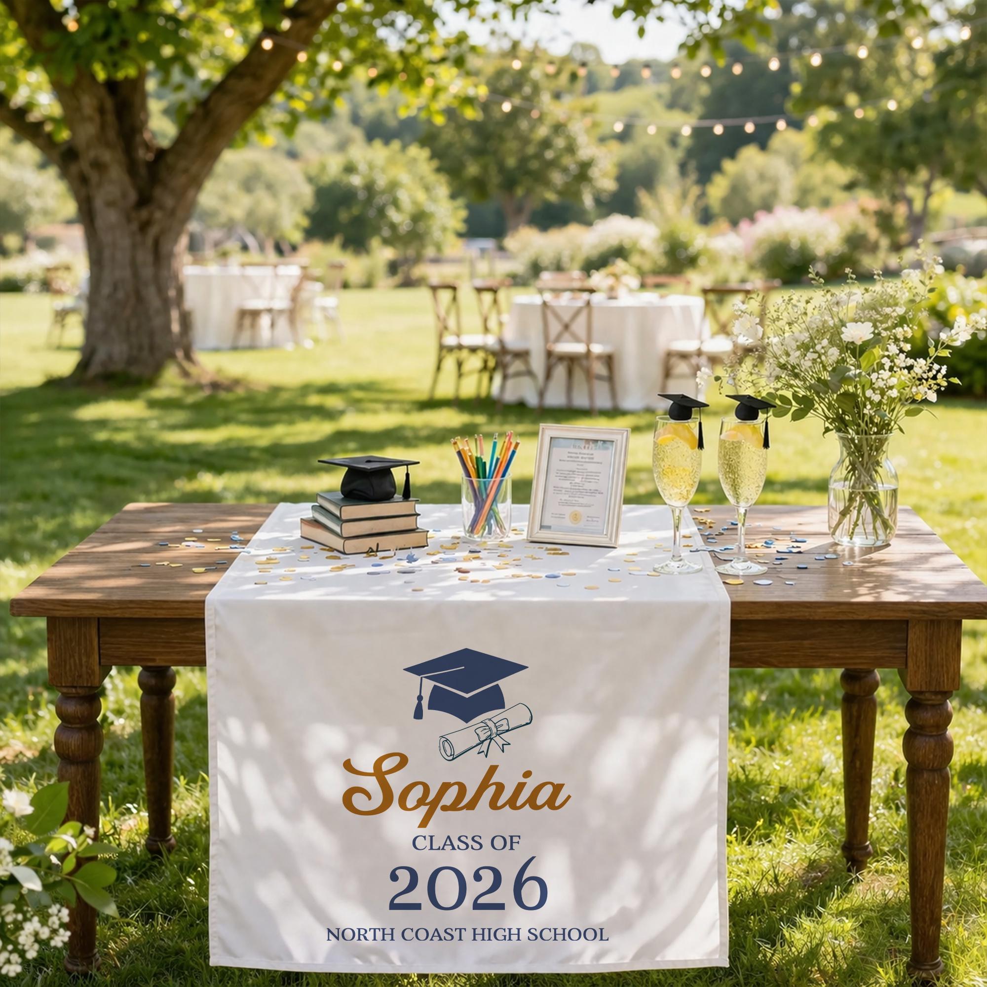 Graduation Table Runner, Personalized Class of 2026, Custom Name Graduation Party Decor, Senior Table Decoration, Graduation Gift Idea