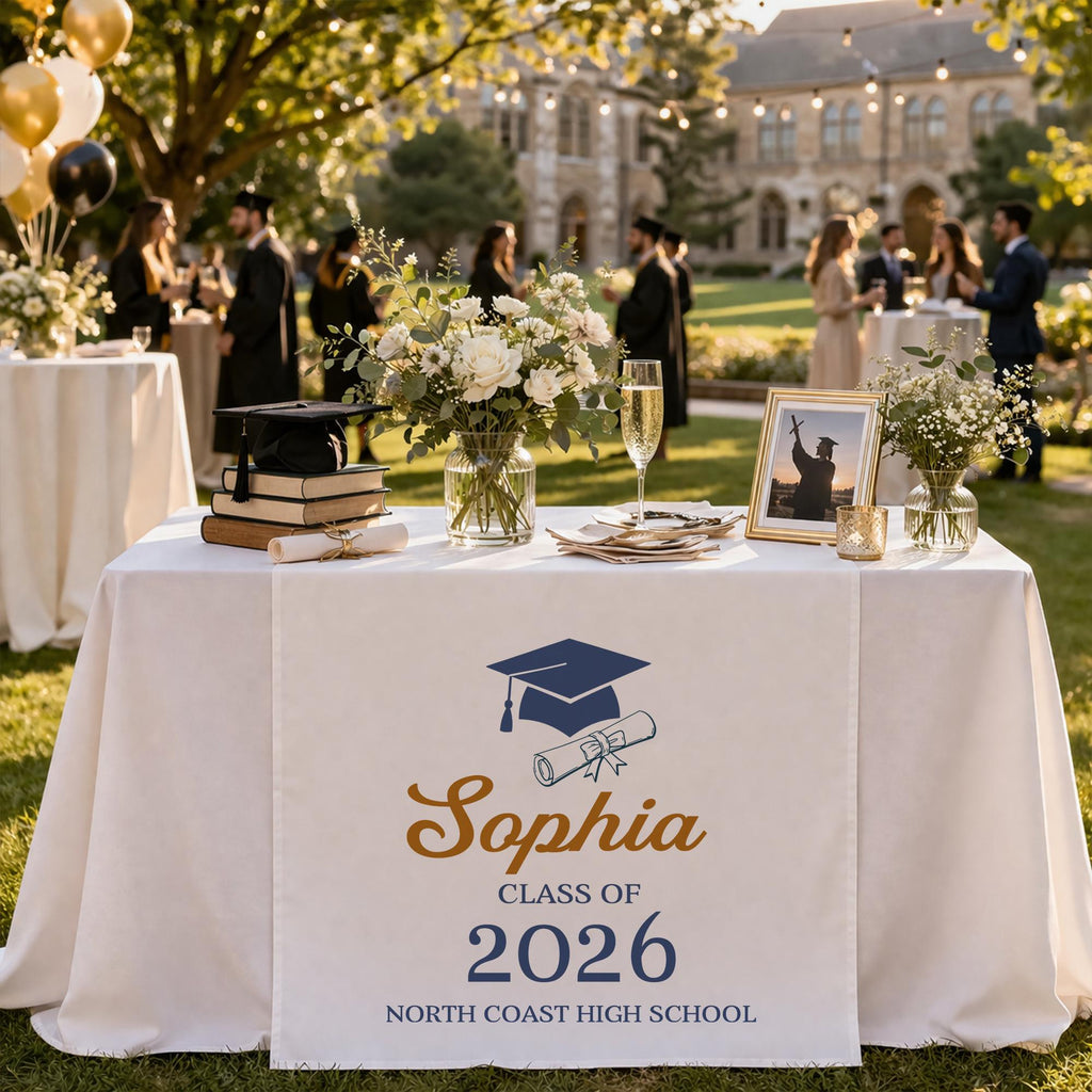 Graduation Table Runner, Personalized Class of 2026, Custom Name Graduation Party Decor, Senior Table Decoration, Graduation Gift Idea