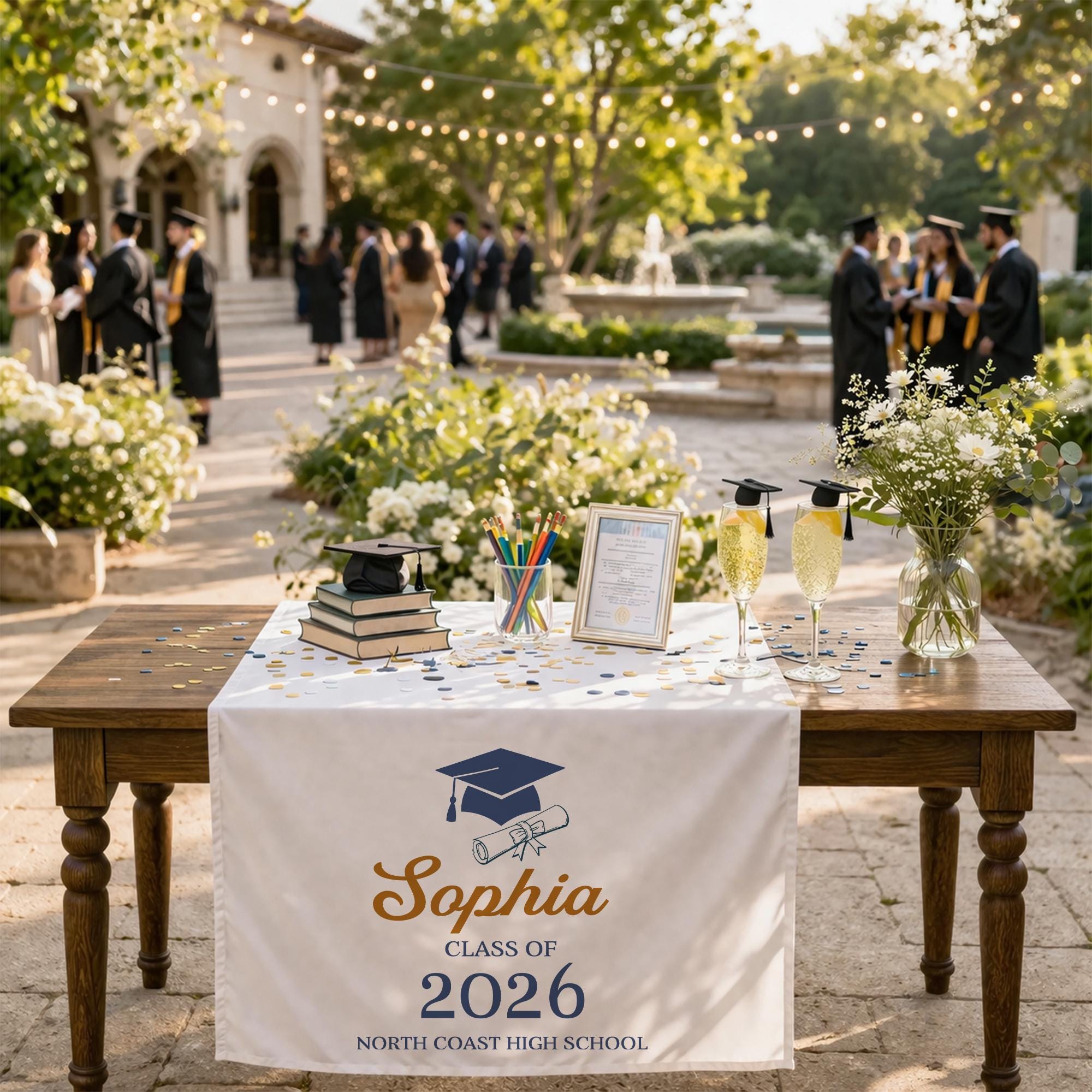 Graduation Table Runner, Personalized Class of 2026, Custom Name Graduation Party Decor, Senior Table Decoration, Graduation Gift Idea
